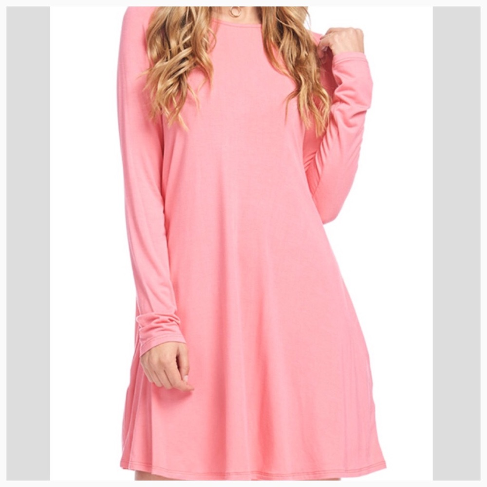 Bamboo Fabric Long Sleeve Dress with Pocket Detail